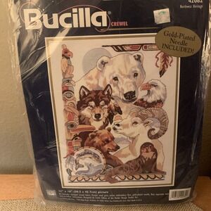 Bucilla Crewel Kit 42082 Northwest Heritage Native Totem Bear Wolf Eagle Salmon
